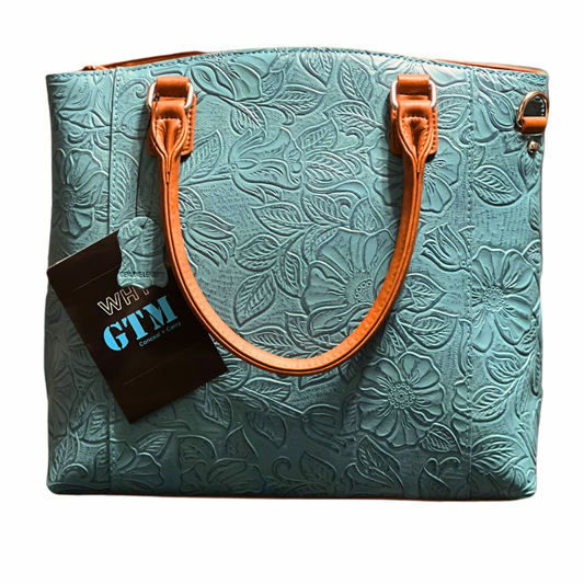 Classic Town Tote by GTM Tooled Blue - Hiding Hilda, LLC