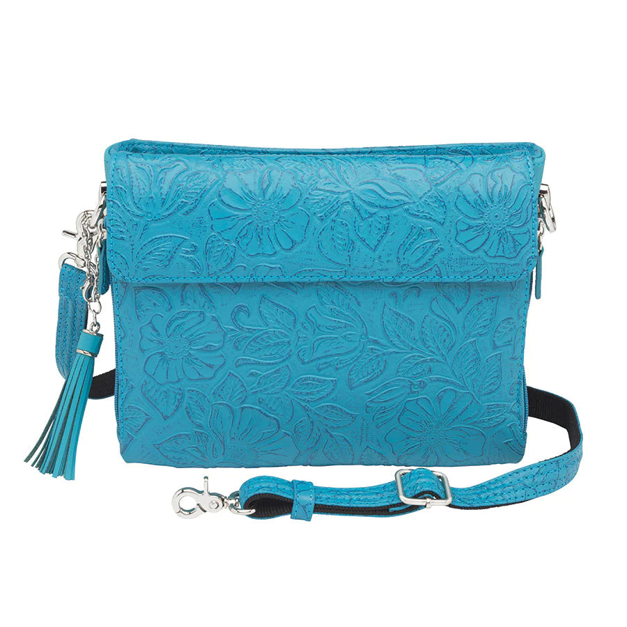 Tooled American Cowhide Leather Concealed Clutch Purse - Hiding Hilda, LLC