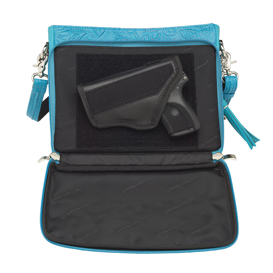 Tooled American Cowhide Leather Concealed Clutch Purse - Hiding Hilda, LLC