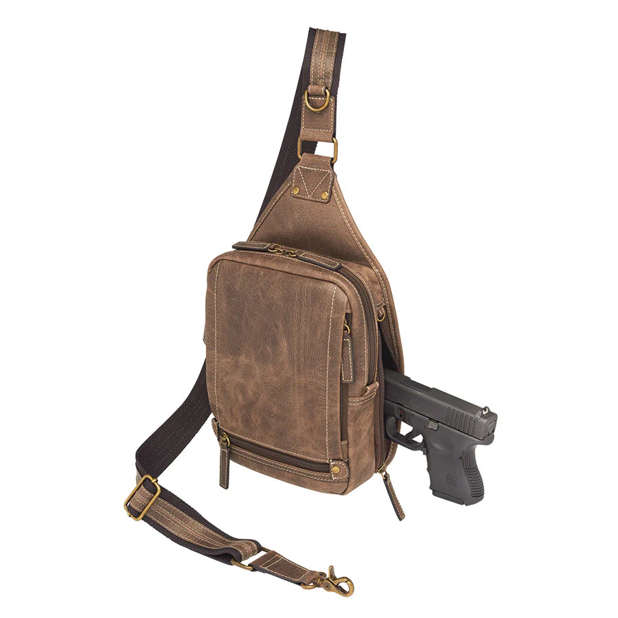 GTM Original RFID Lined Distressed Leather MINI Sling Bag - Hiding Hilda, LLC