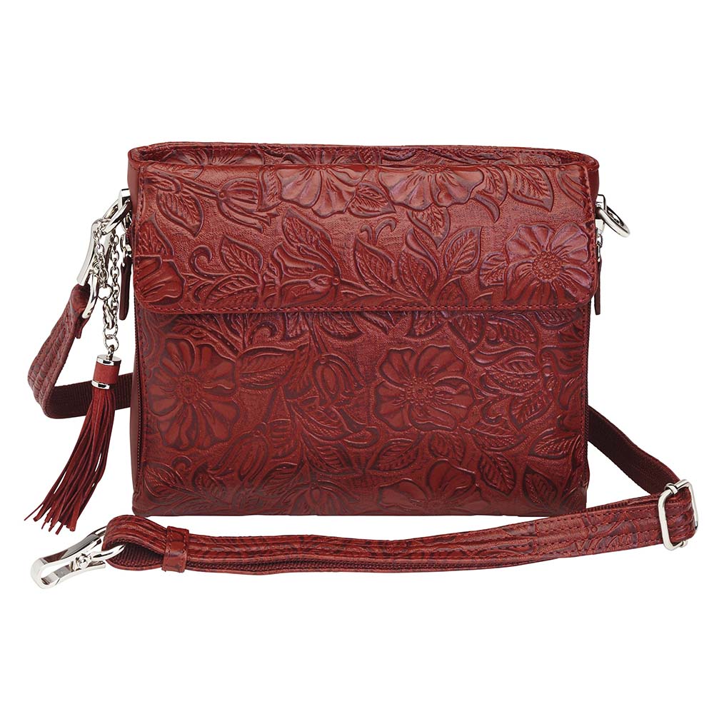 Tooled American Cowhide Leather Concealed Clutch Purse - Hiding Hilda, LLC