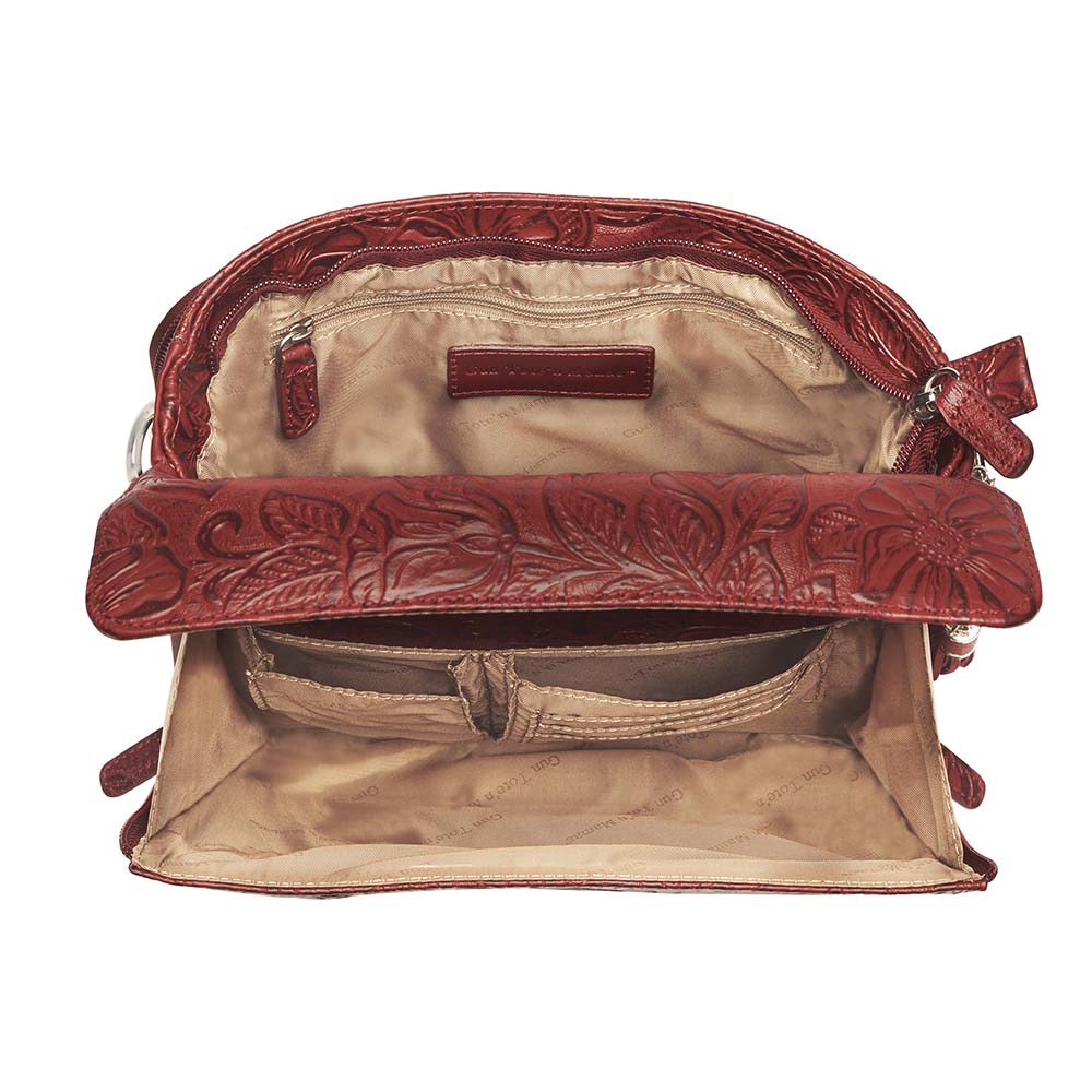 Tooled American Cowhide Leather Concealed Clutch Purse - Hiding Hilda, LLC