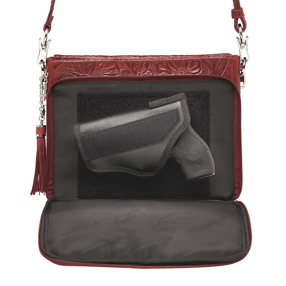 Tooled American Cowhide Leather Concealed Clutch Purse - Hiding Hilda, LLC