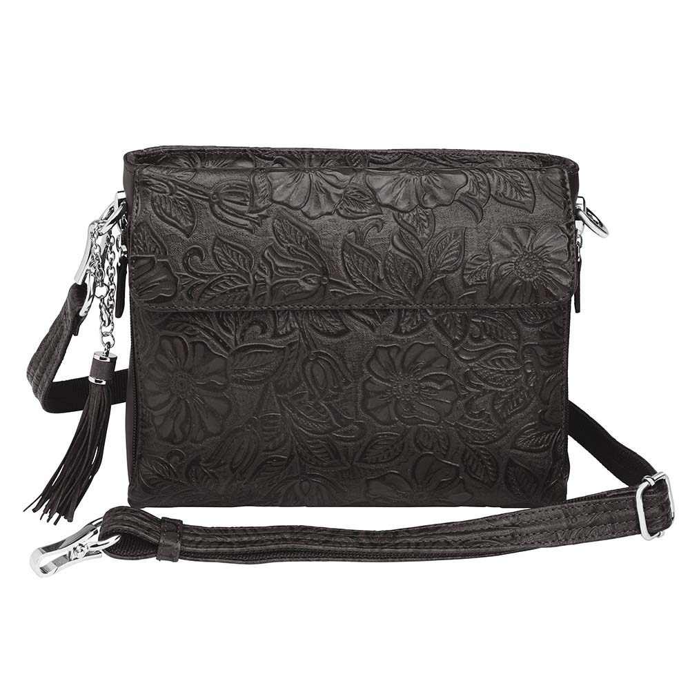 Tooled American Cowhide Leather Concealed Clutch Purse - Hiding Hilda, LLC