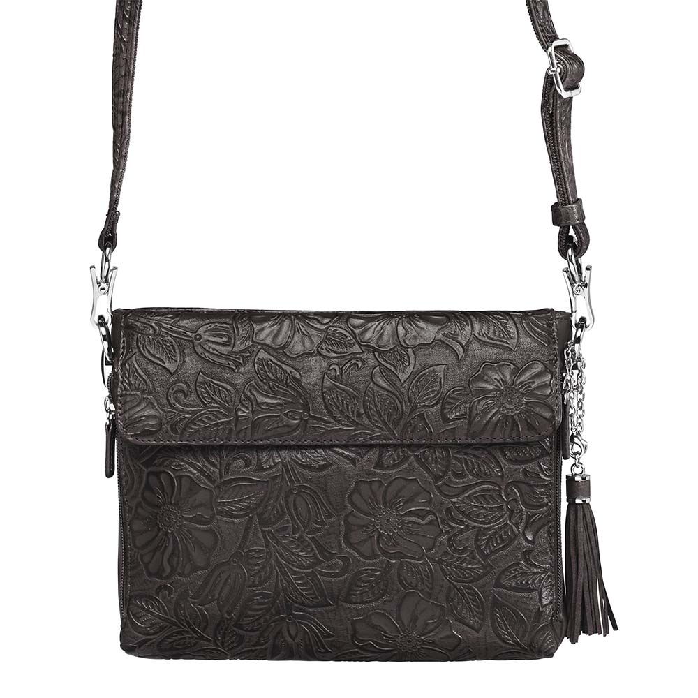 Tooled American Cowhide Leather Concealed Clutch Purse - Hiding Hilda, LLC