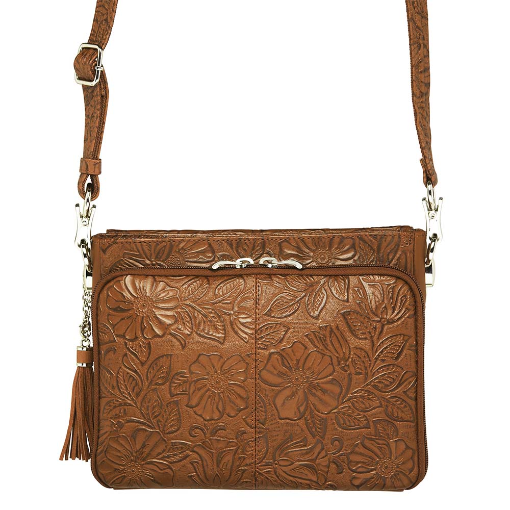 Tooled American Cowhide Leather Concealed Clutch Purse - Hiding Hilda, LLC