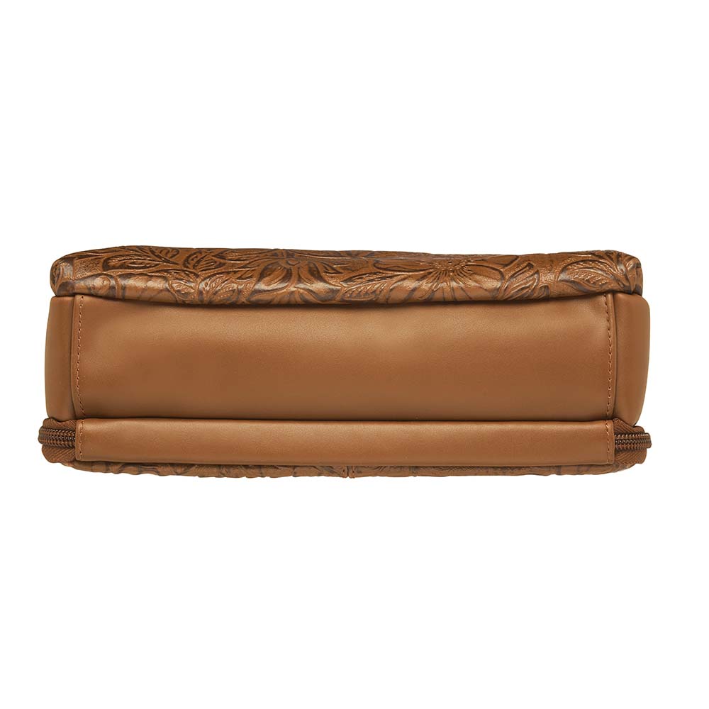 Tooled American Cowhide Leather Concealed Clutch Purse - Hiding Hilda, LLC