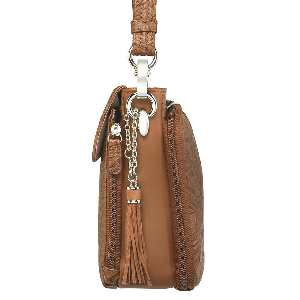 Tooled American Cowhide Leather Concealed Clutch Purse - Hiding Hilda, LLC