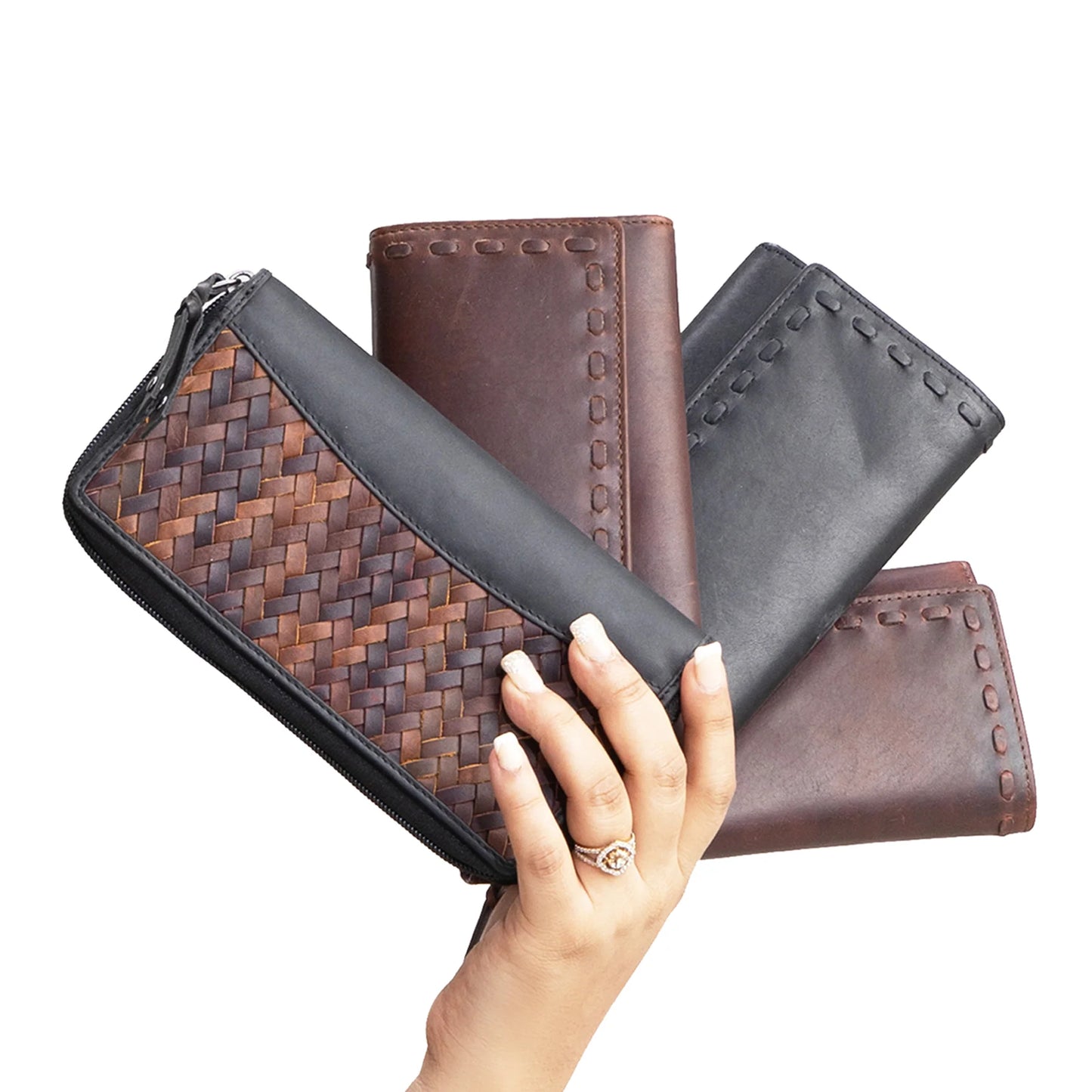 Angie RFID Woven Leather Wallet - Hiding Hilda, LLC