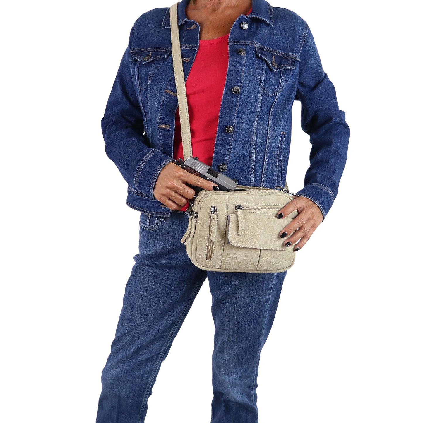 Hadley Suede Crossbody Purse - Hiding Hilda, LLC