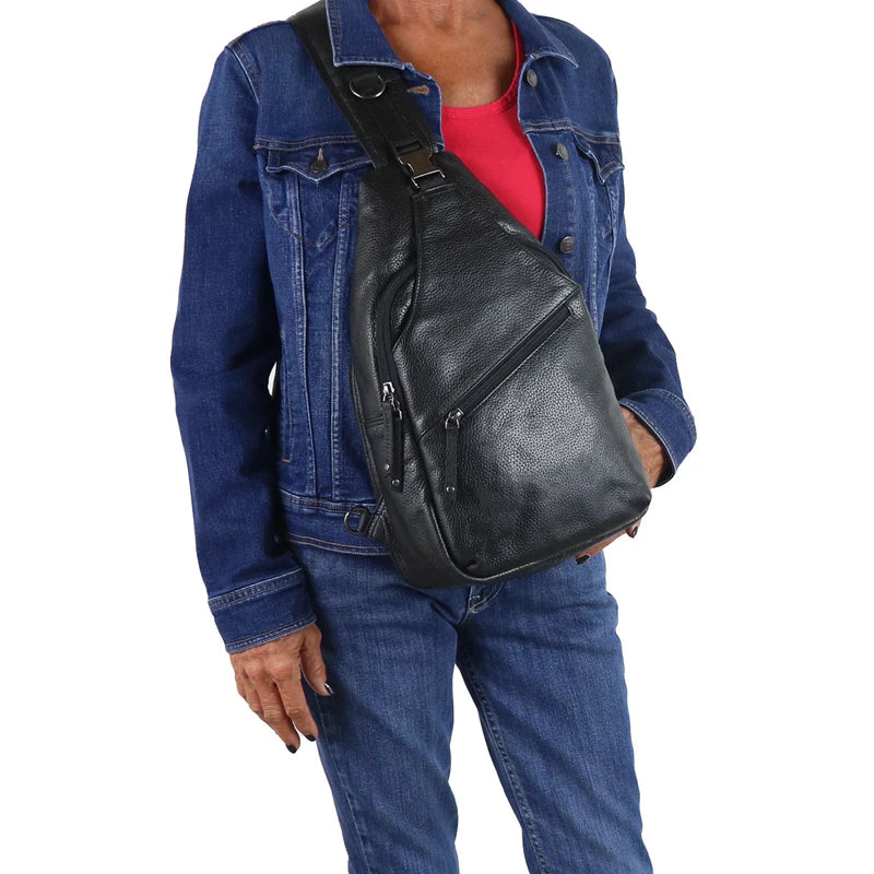 Grayson Buffalo Leather Sling Bag - Hiding Hilda, LLC