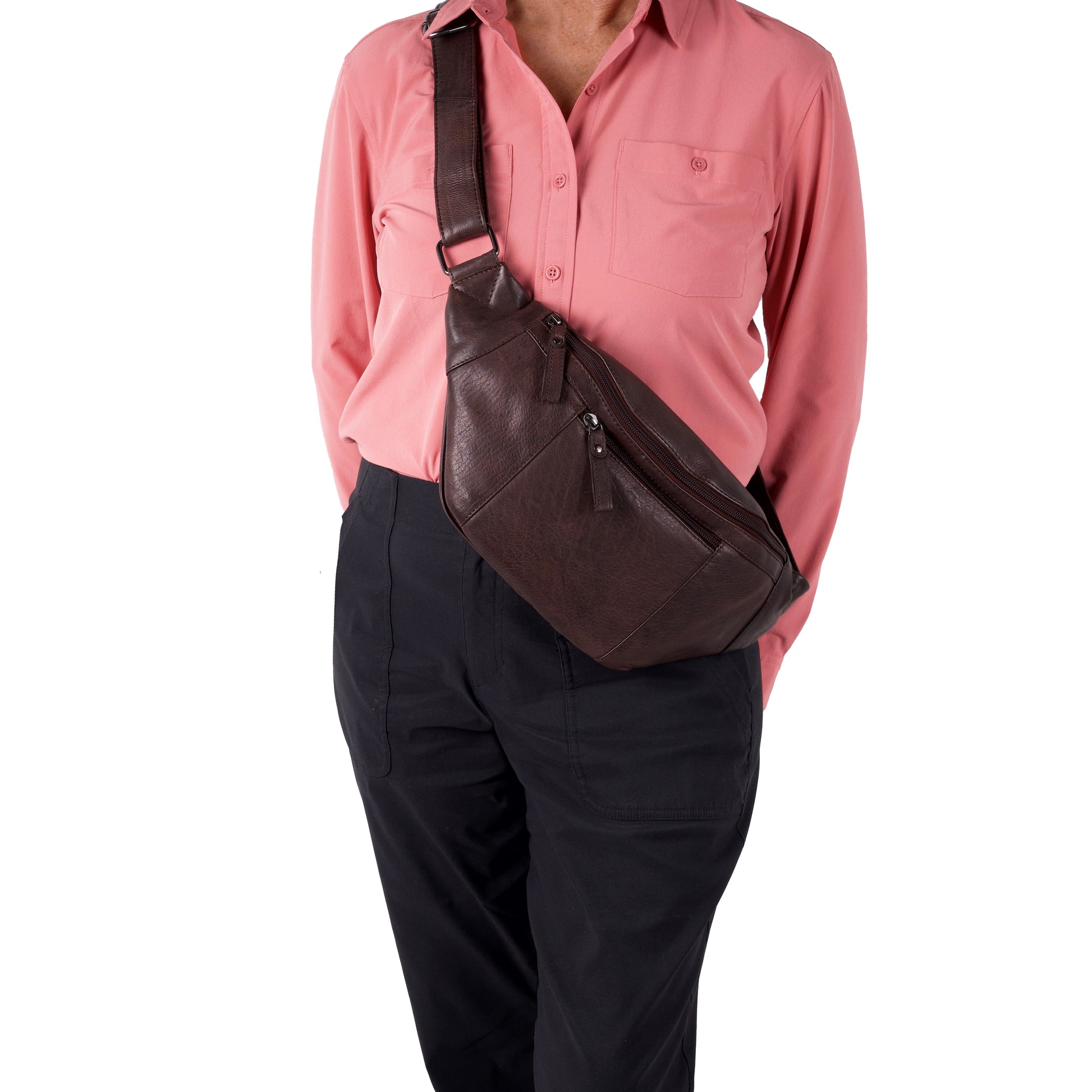 Charlie Leather Sling Bag with Magnetic Entry - Hiding Hilda, LLC