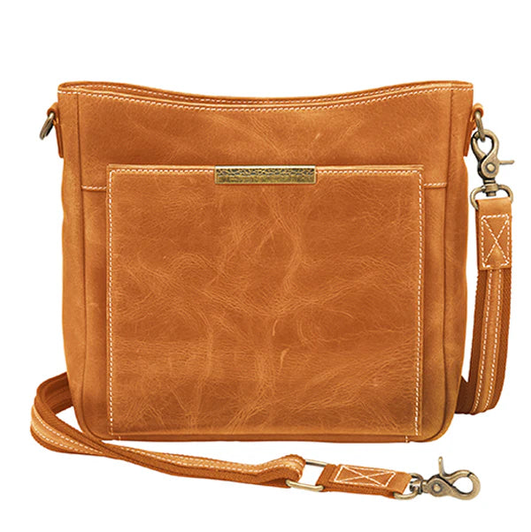 GTM Original RFID Distressed Leather Crossbody Purse with Built in