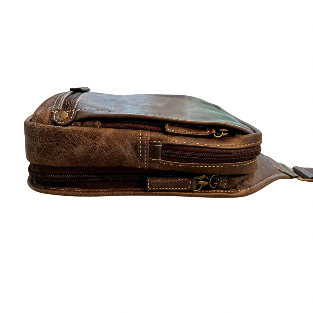 GTM Original RFID Lined Distressed Leather MINI Sling Bag - Hiding Hilda, LLC
