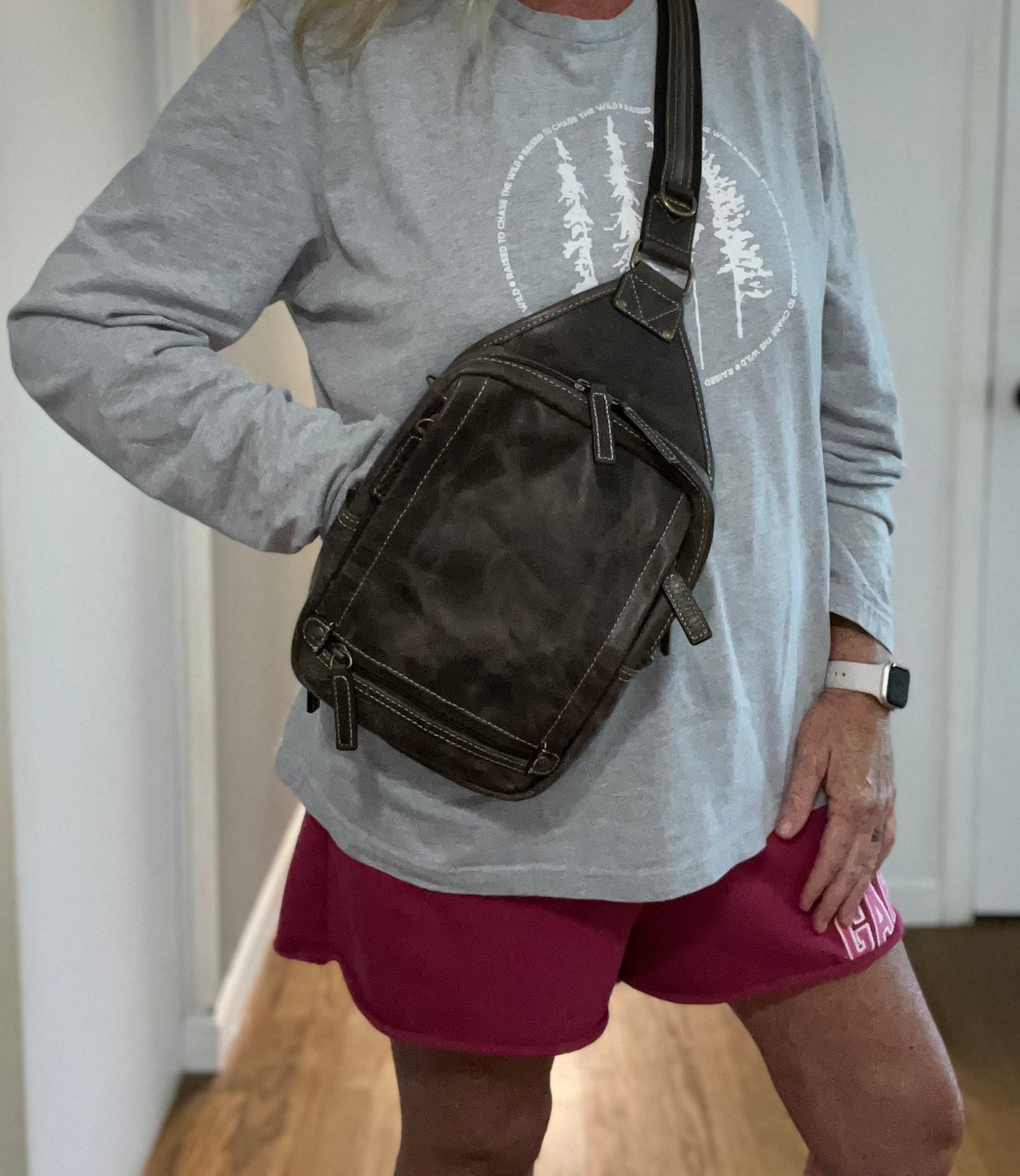 GTM Original RFID Lined Distressed Leather MINI Sling Bag - Hiding Hilda, LLC