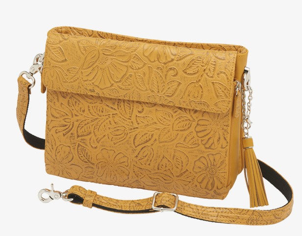 Tooled American Cowhide Leather Concealed Clutch Purse - Hiding Hilda, LLC