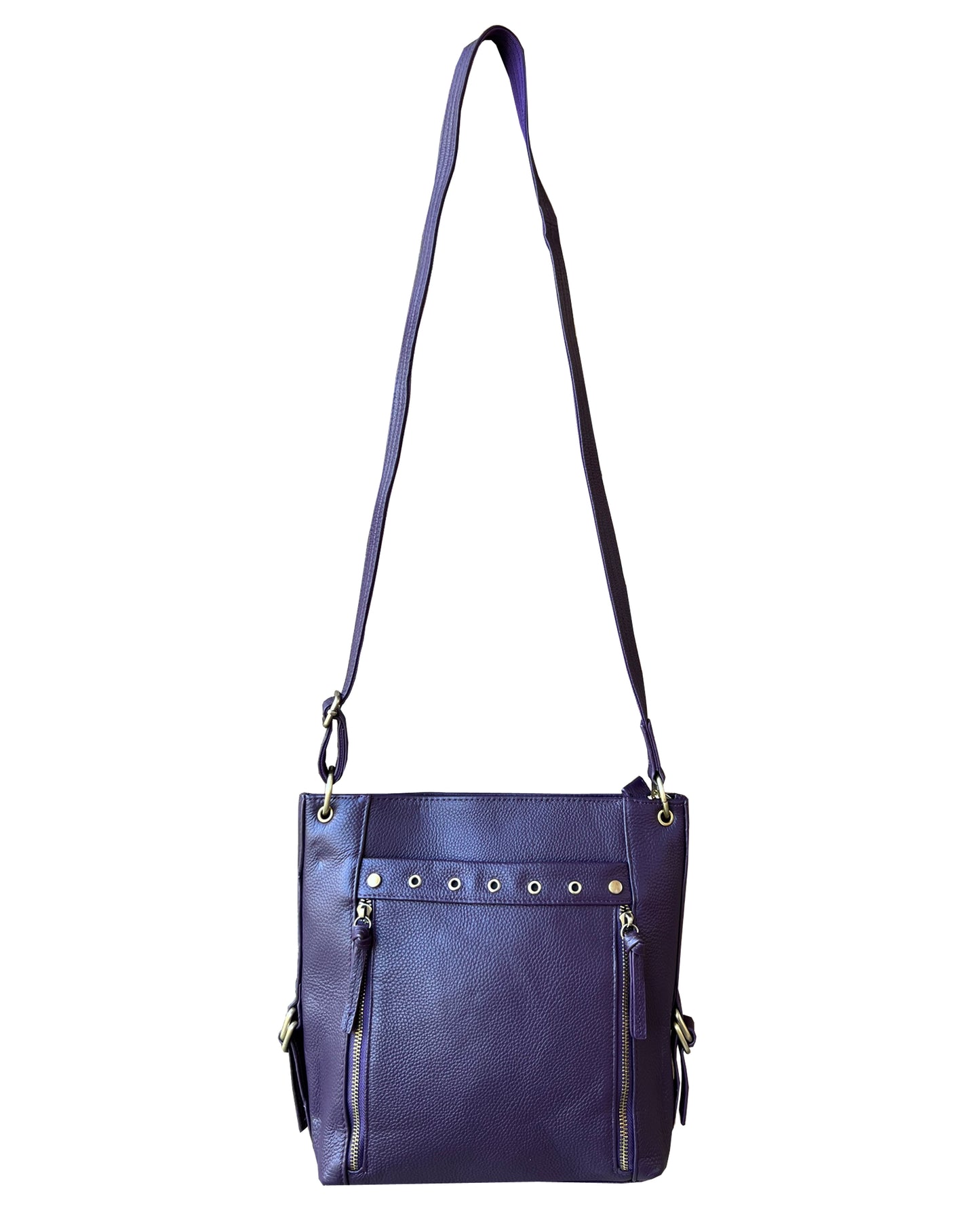 Stylish Leather Concealed Carry Satchel with Adjustable Shoulder Strap & Locking Zippers - Hiding Hilda, LLC