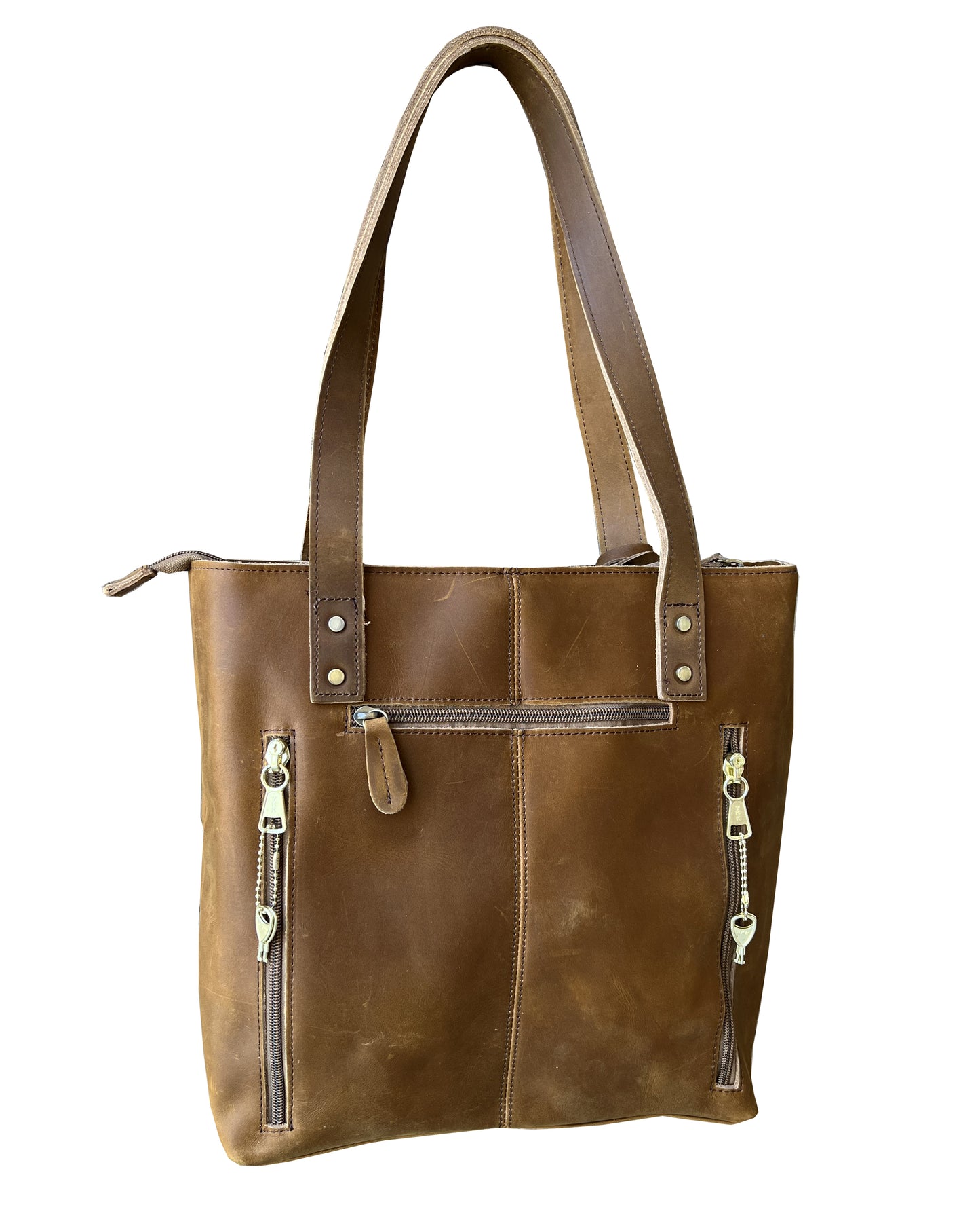 Soft Genuine Leather Conceal Carry Lockable Tote - Hiding Hilda, LLC