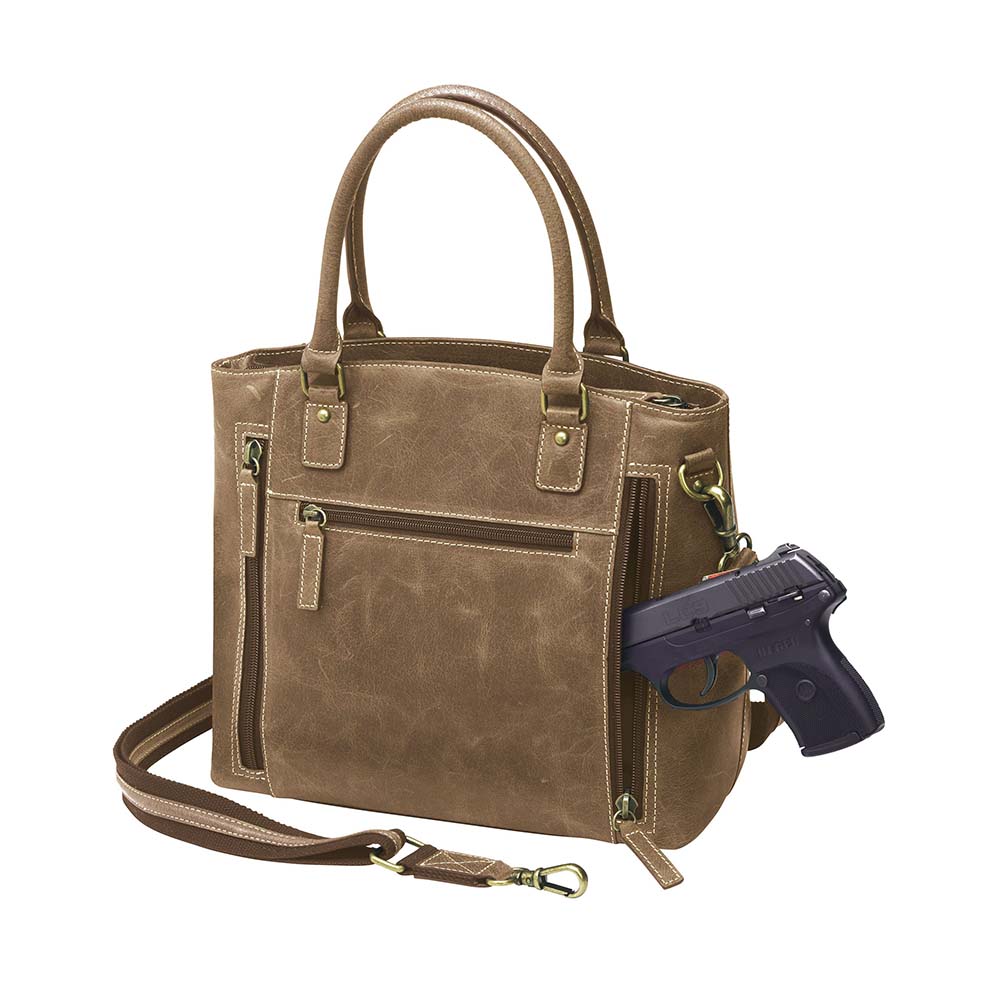 GTM Original Distressed Leather Concealed Carry Town Tote - Hiding Hilda, LLC