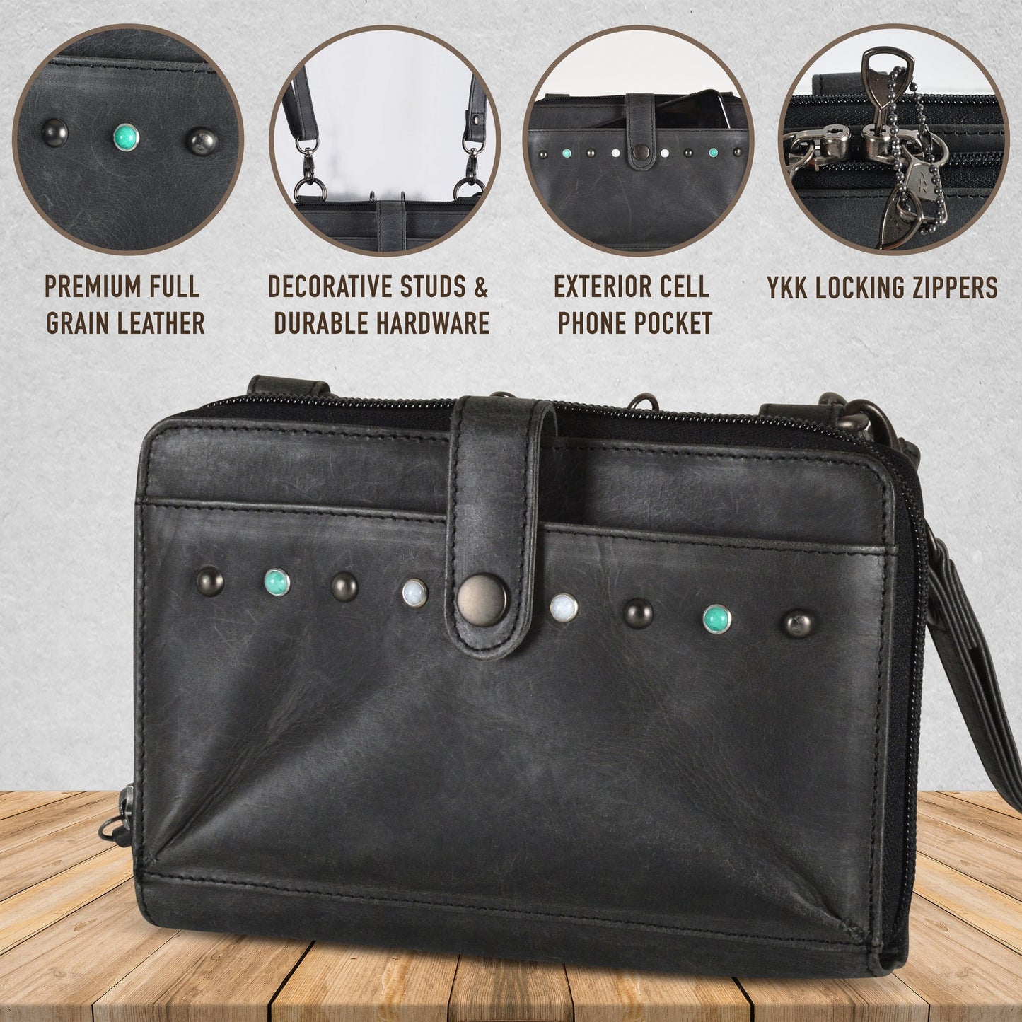 NEW SIZE Millie Leather Concealed Carry Crossbody Organizer - Hiding Hilda, LLC