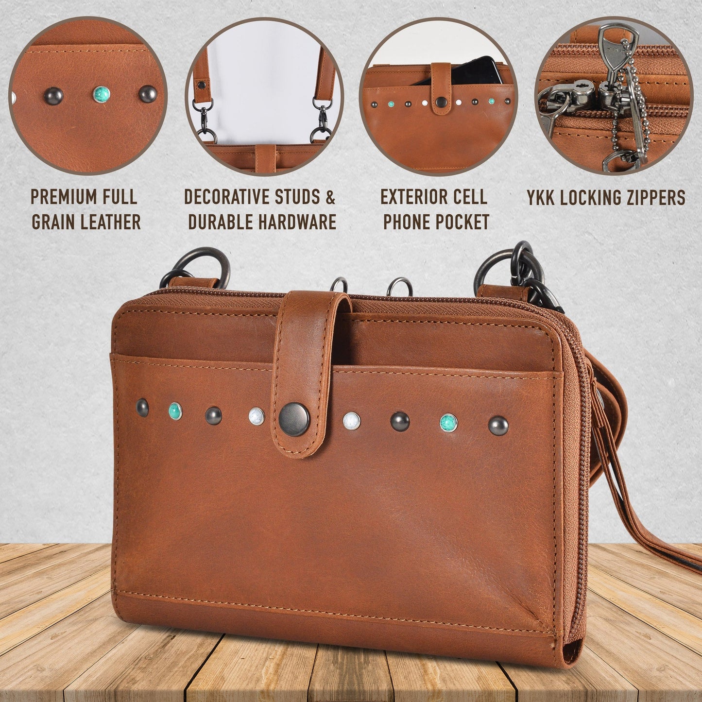 NEW SIZE Millie Leather Concealed Carry Crossbody Organizer - Hiding Hilda, LLC