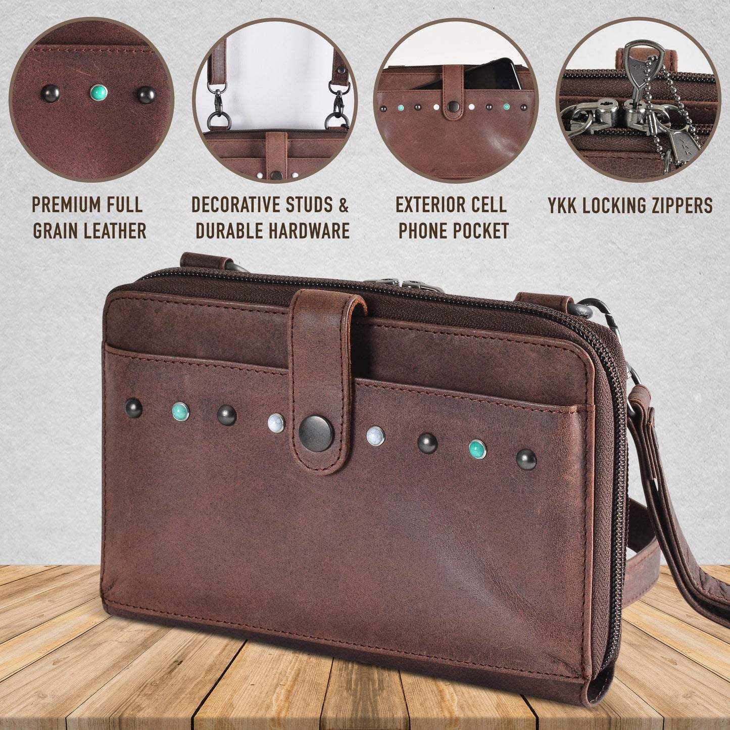 NEW SIZE Millie Leather Concealed Carry Crossbody Organizer - Hiding Hilda, LLC