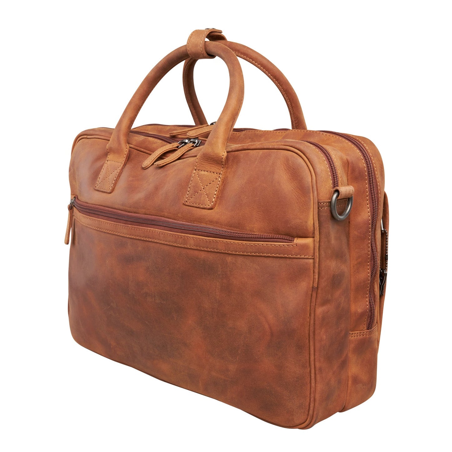 Concealed Carry Hayden Distressed Leather Hayden Leather Computer Briefcase with RFID Organizer - Hiding Hilda, LLC