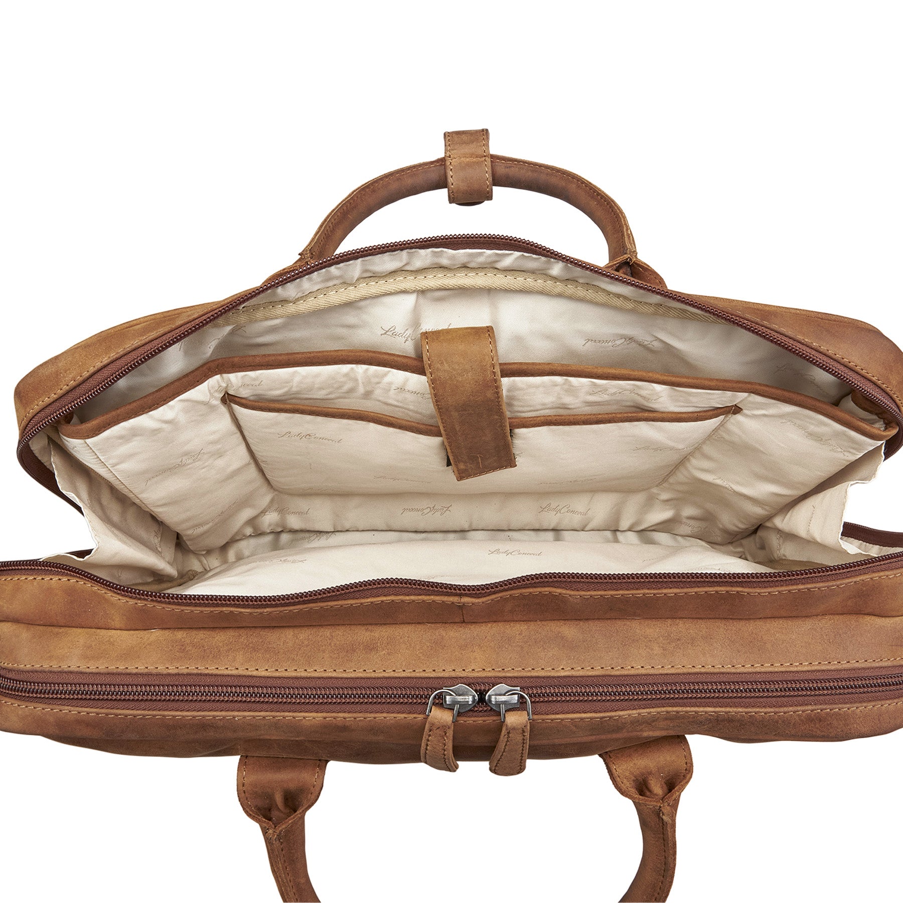 Concealed Carry Hayden Distressed Leather Hayden Leather Computer Briefcase with RFID Organizer - Hiding Hilda, LLC