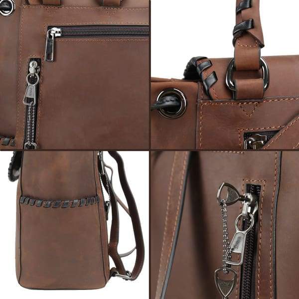 Lady Conceal Allie Lockable Leather Conceal Carry Backpack NEW! - Hiding Hilda, LLC