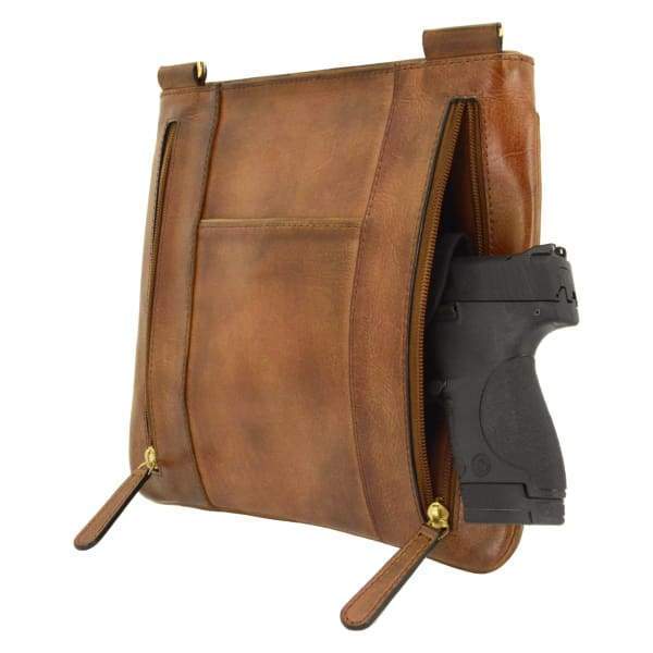 Ares Slim Leather Conceal Carry Crossbody Handbag- New - Hiding Hilda, LLC