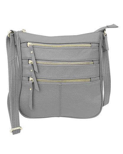 Triple Zipper Leather Crossbody CCW Purse - Hiding Hilda, LLC