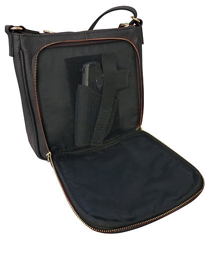 Triple Zipper Leather Crossbody CCW Purse - Hiding Hilda, LLC