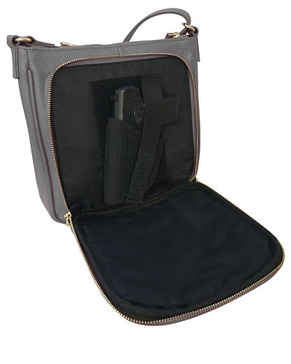 Triple Zipper Leather Crossbody CCW Purse - Hiding Hilda, LLC