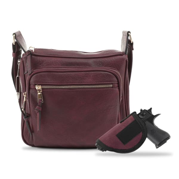 Brooklyn New Concealed Carry Crossbody Purse - Wine - Crossbody