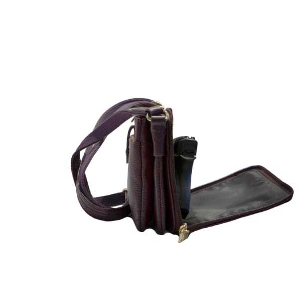 Compact Lockable Leather Conceal and Carry Shoulder Clutch by Roma - Hiding Hilda, LLC