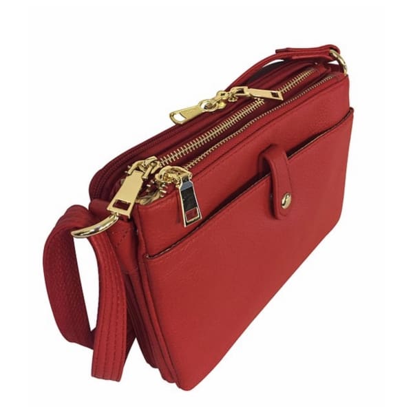 Compact Lockable Leather Conceal and Carry Shoulder Clutch by Roma - Hiding Hilda, LLC