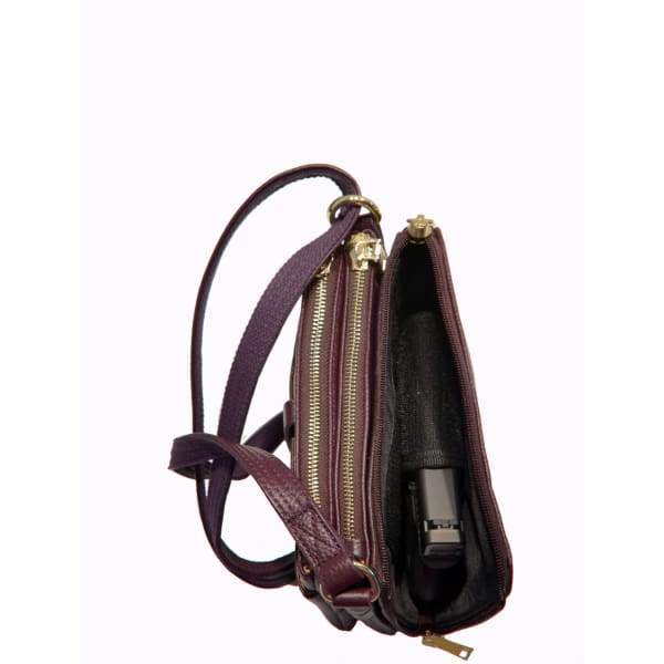 Compact Lockable Leather Conceal and Carry Shoulder Clutch by Roma - Hiding Hilda, LLC