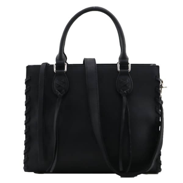 Lady Conceal Emma Beautiful Locking Leather Satchel Conceal Carry Purse NEW! - Black - Purse