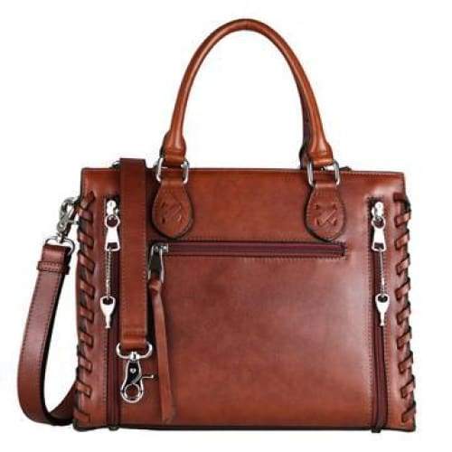 Lady Conceal Emma Beautiful Locking Leather Satchel Conceal Carry Purse - Hiding Hilda, LLC
