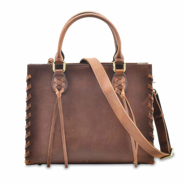 Emma Beautiful Locking Leather Satchel Conceal Carry Purse NEW! - Distressed Brown - Purse