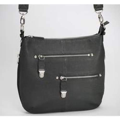 Concealed Carry Genuine Leather Crossbody Purse Black