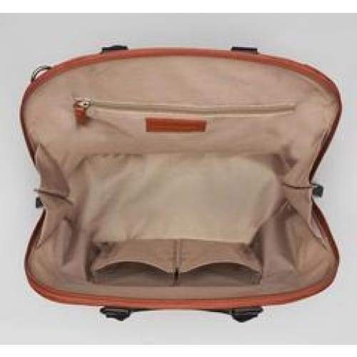 GTM Original Cinnamon & Black Concealed Carry Leather Bowler Crossbody Purse - Hiding Hilda, LLC