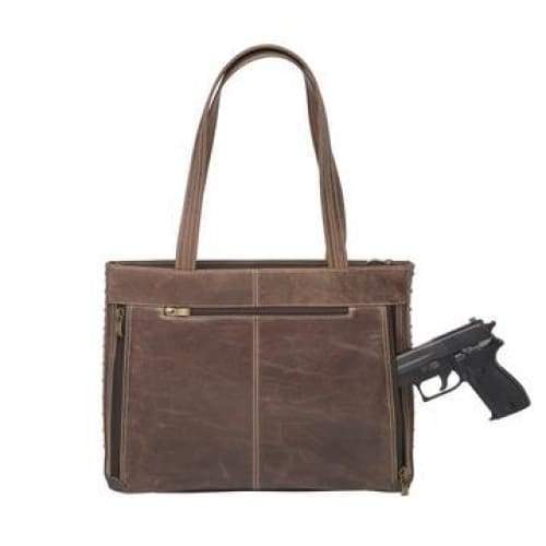 GTM Original Conceal Carry Distressed Buffalo Leather Shoulder Portfolio - Hiding Hilda, LLC