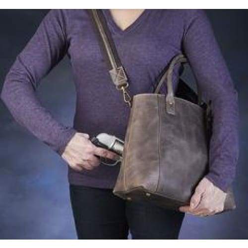 GTM Original Distressed Leather Concealed Carry Town Tote - NEW COLORS! - Hiding Hilda, LLC