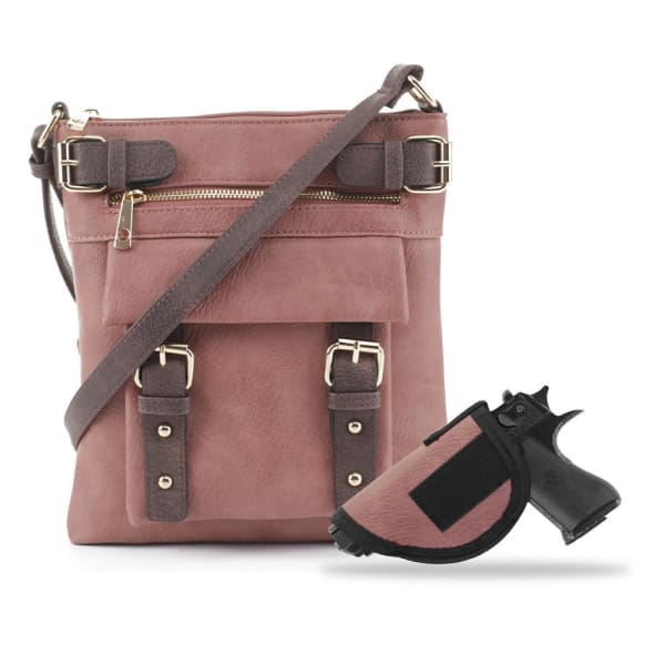 Hanna 2 tone Locking Conceal Carry Crossbody Purse - NEW! - Dark Mauve - Crossbody