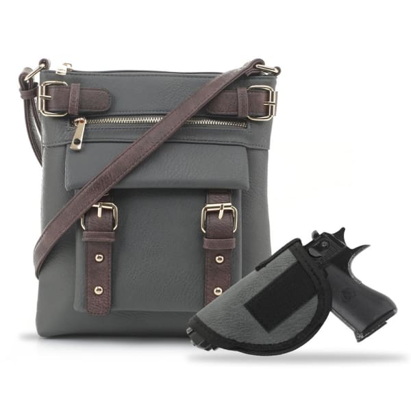 Hanna 2 tone Locking Conceal Carry Crossbody Purse - NEW! - Gray - Crossbody