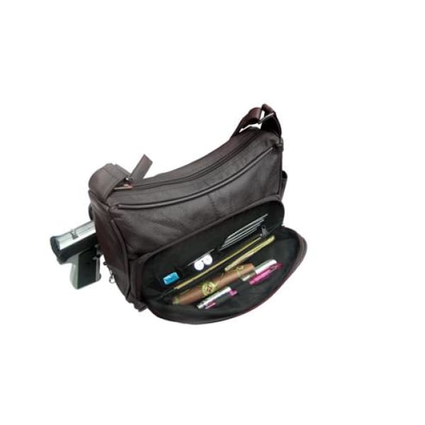 Multi Pocket Leather Shoulder/Crossbody Bag by Roma - Hiding Hilda, LLC