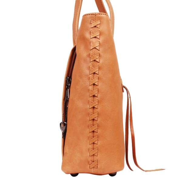 New Reagan Mid-Sized Laced Leather Conceal Carry Tote Handbag w/Lockable Zippers - Tote
