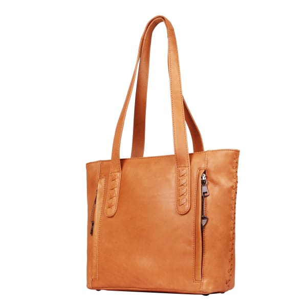 New Reagan Mid-Sized Laced Leather Conceal Carry Tote Handbag w/Lockable Zippers - Tote