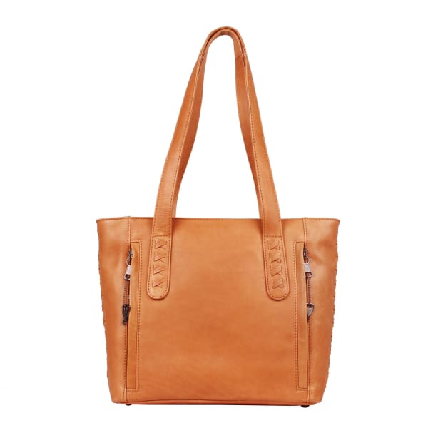 New Reagan Mid-Sized Laced Leather Conceal Carry Tote Handbag w/Lockable Zippers - Tote